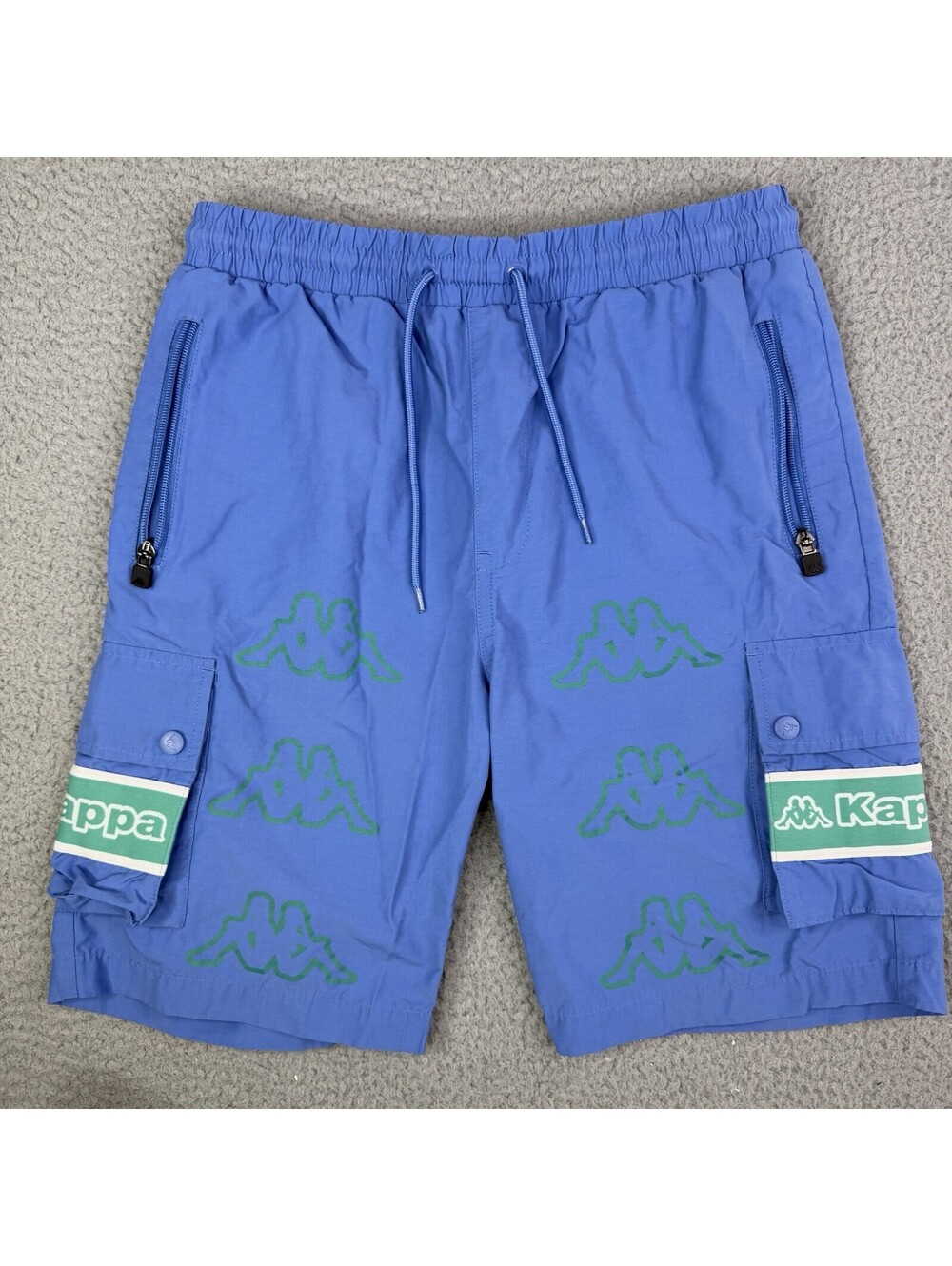 KAPPA Blue Cargo Sports Shorts Men's Small (28x9) Zip Pockets Cotton Blend